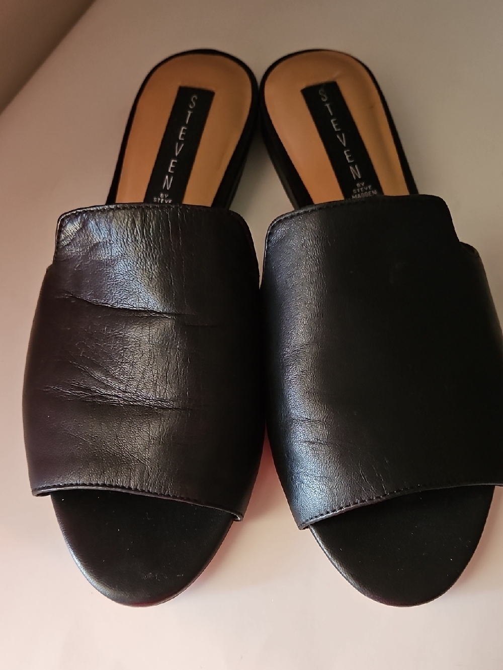 STEVE MADDEN SENSAI BLACK LEATHER SANDALS SZ 7
